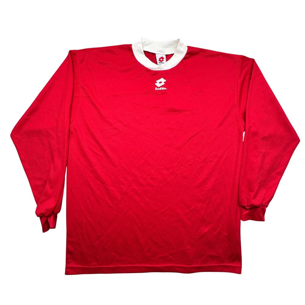 Vintage 90s Lotto Template Long Sleeve Red Football Soccer Jersey Mens Large